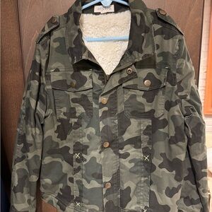 EGG New York Faux Fur-Lined Camouflage Kids Jean Jacket